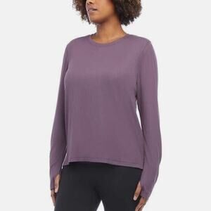 *Danskin Womens Ultimate Rib Long Sleeve Tee Activewear - LARGE